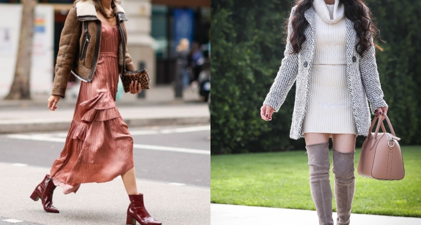 10 прекрасни модни комбинации како да носите фустан и чизми во студените денови