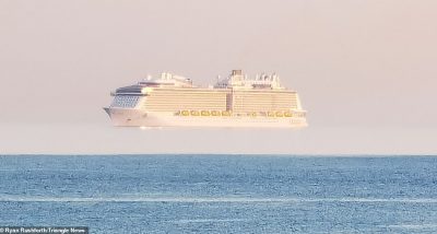 Уште еден брод е забележан „лебди во воздухот“ покрај Велика Британија поради бизарна оптичка илузија